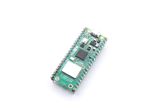 Raspberry Pi Pico 2 W front with pre-soldered GPIO headers